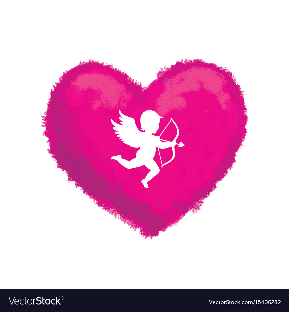 Textured heart with cupid