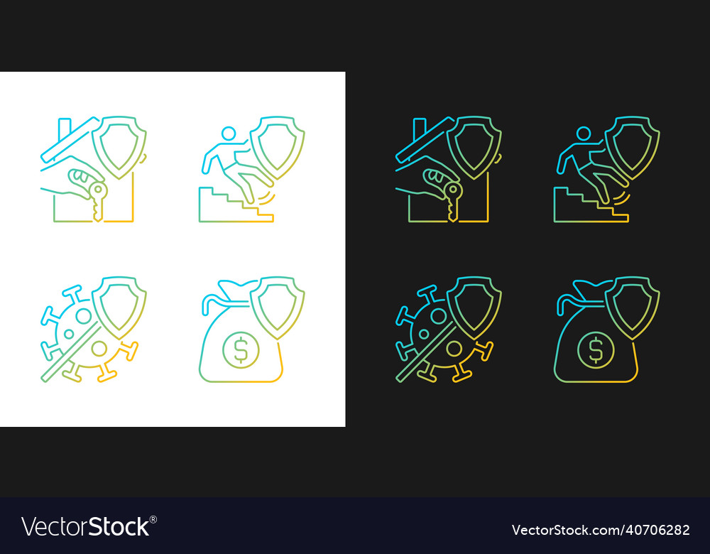 Types of insurance cases gradient icons set