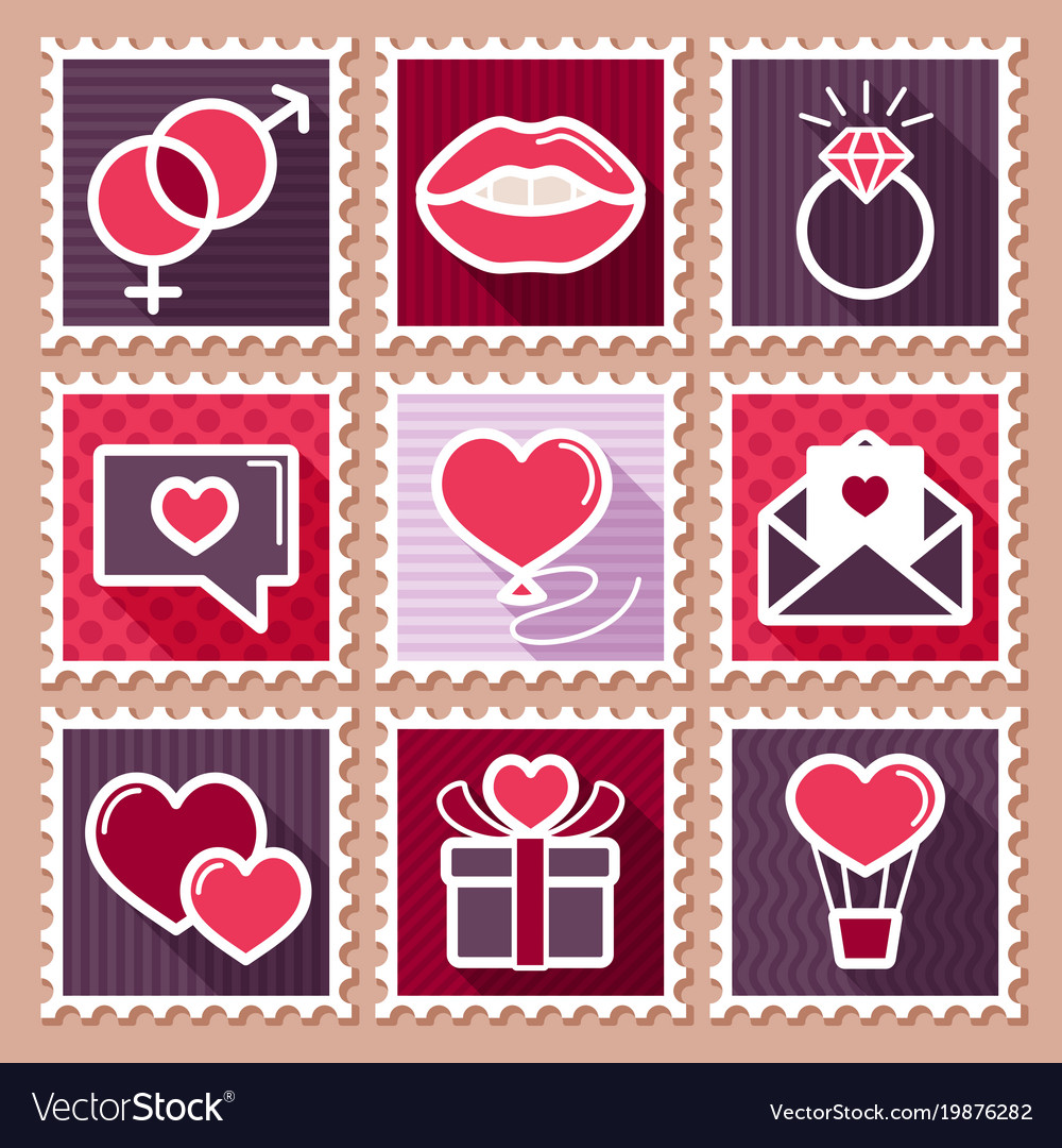 Valentines day postage stamps