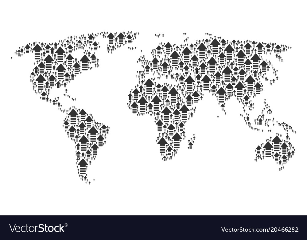Worldwide map pattern of arrow pointer icons
