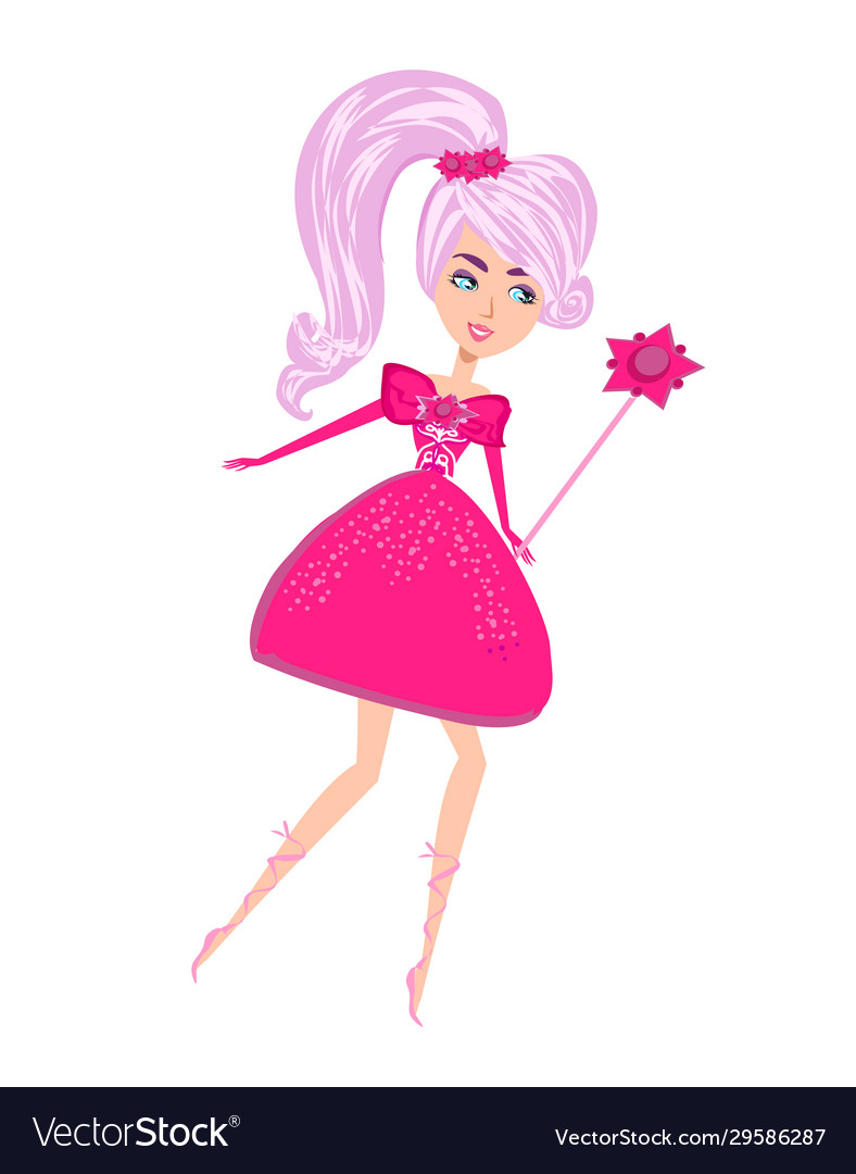 Beautiful fairy with magic wand - isolated