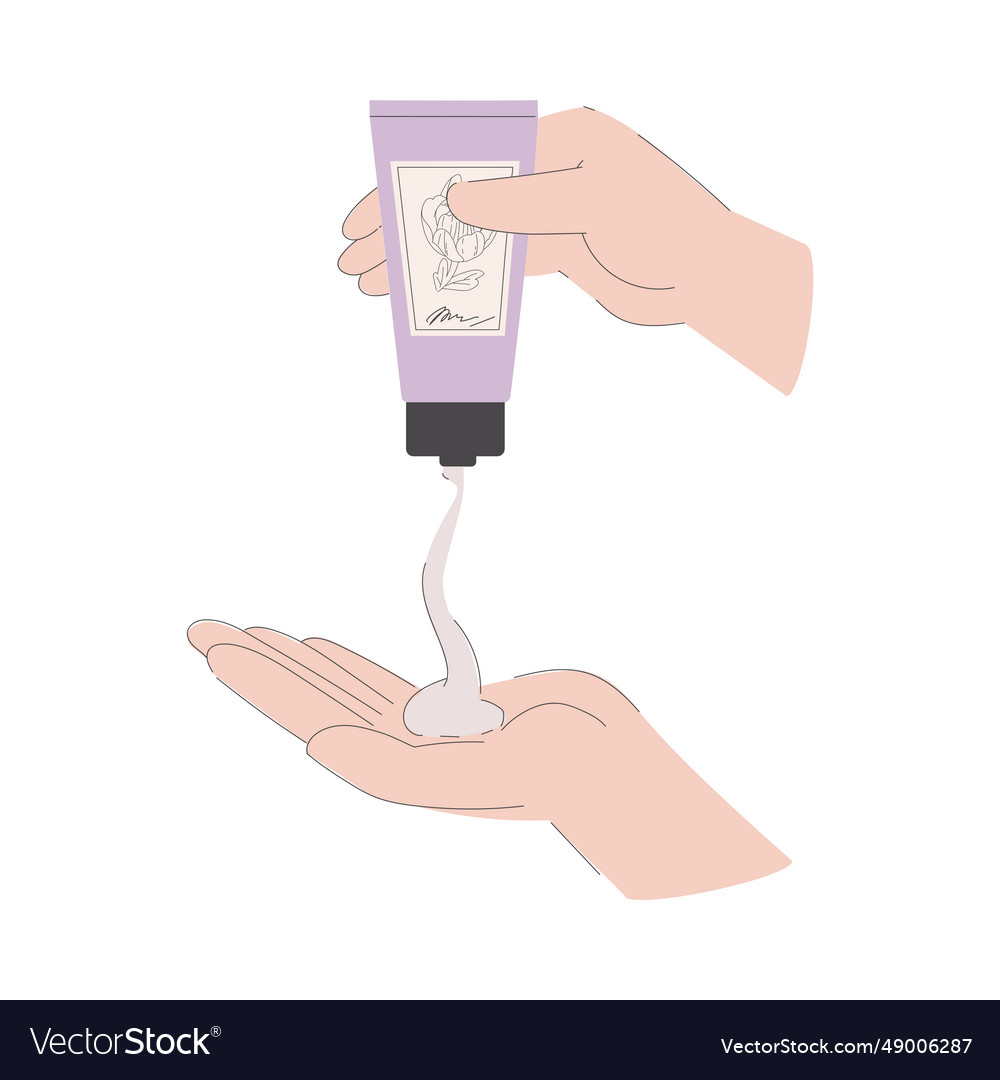 Beauty care with hands squeeze cream from plastic Vector Image