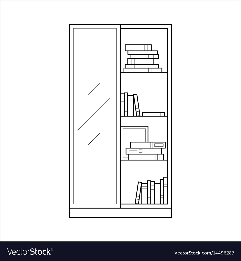 Book Shelf Line Drawing Bookshelf Vector Images 60