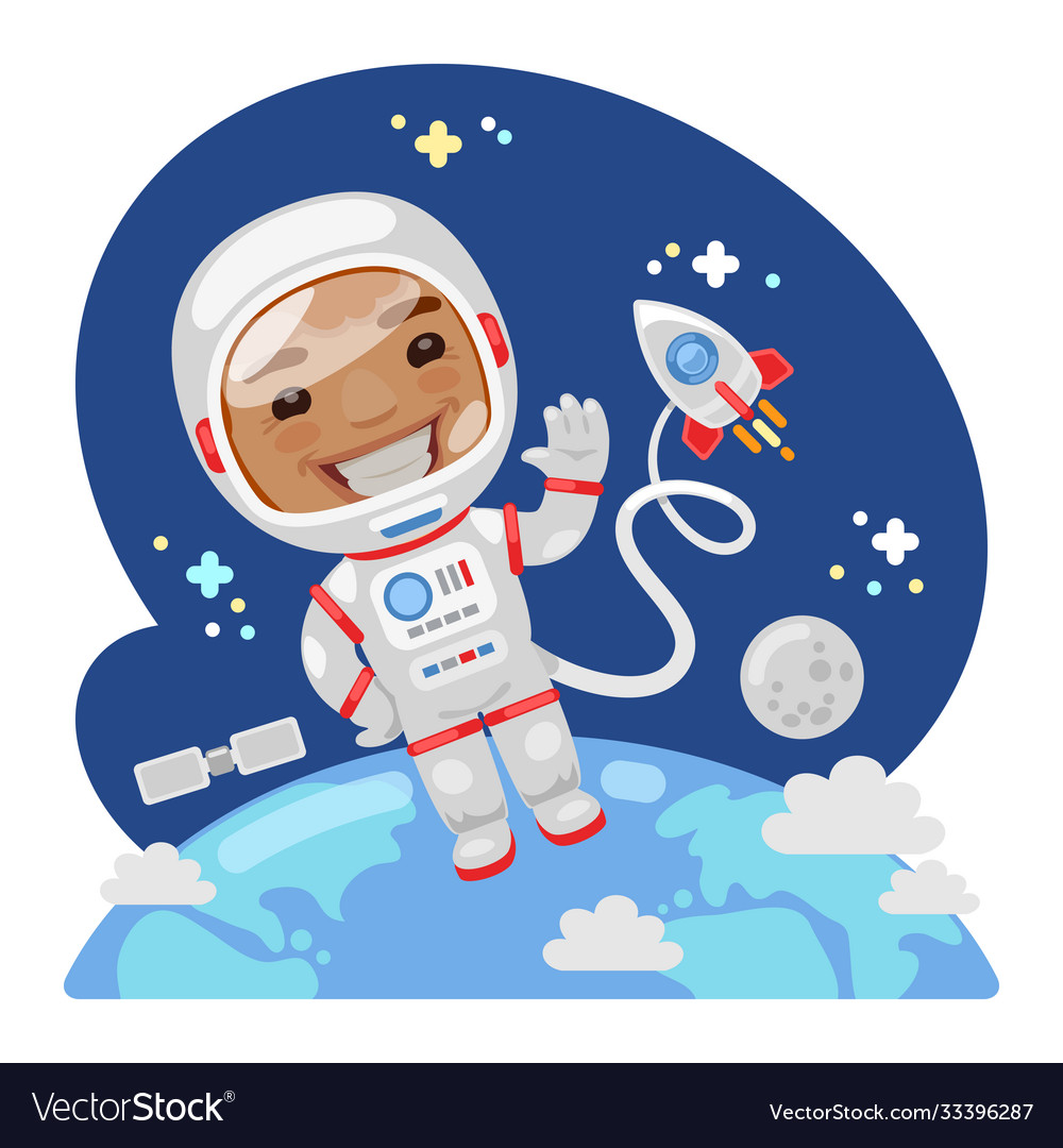 Cartoon astronaut in outer space vector image Cartoon astronaut in outer space