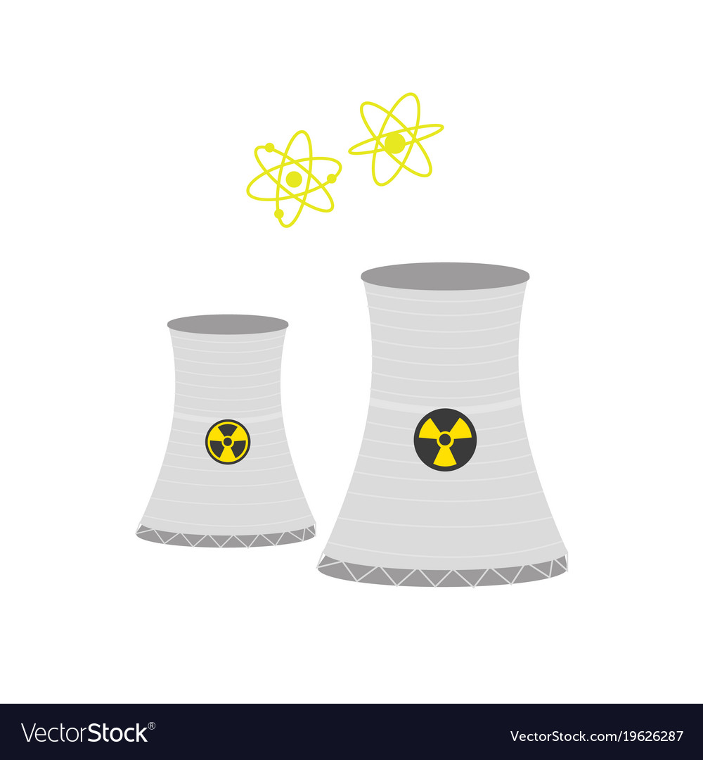 Chimney shafts of nuclear power generation plant Vector Image