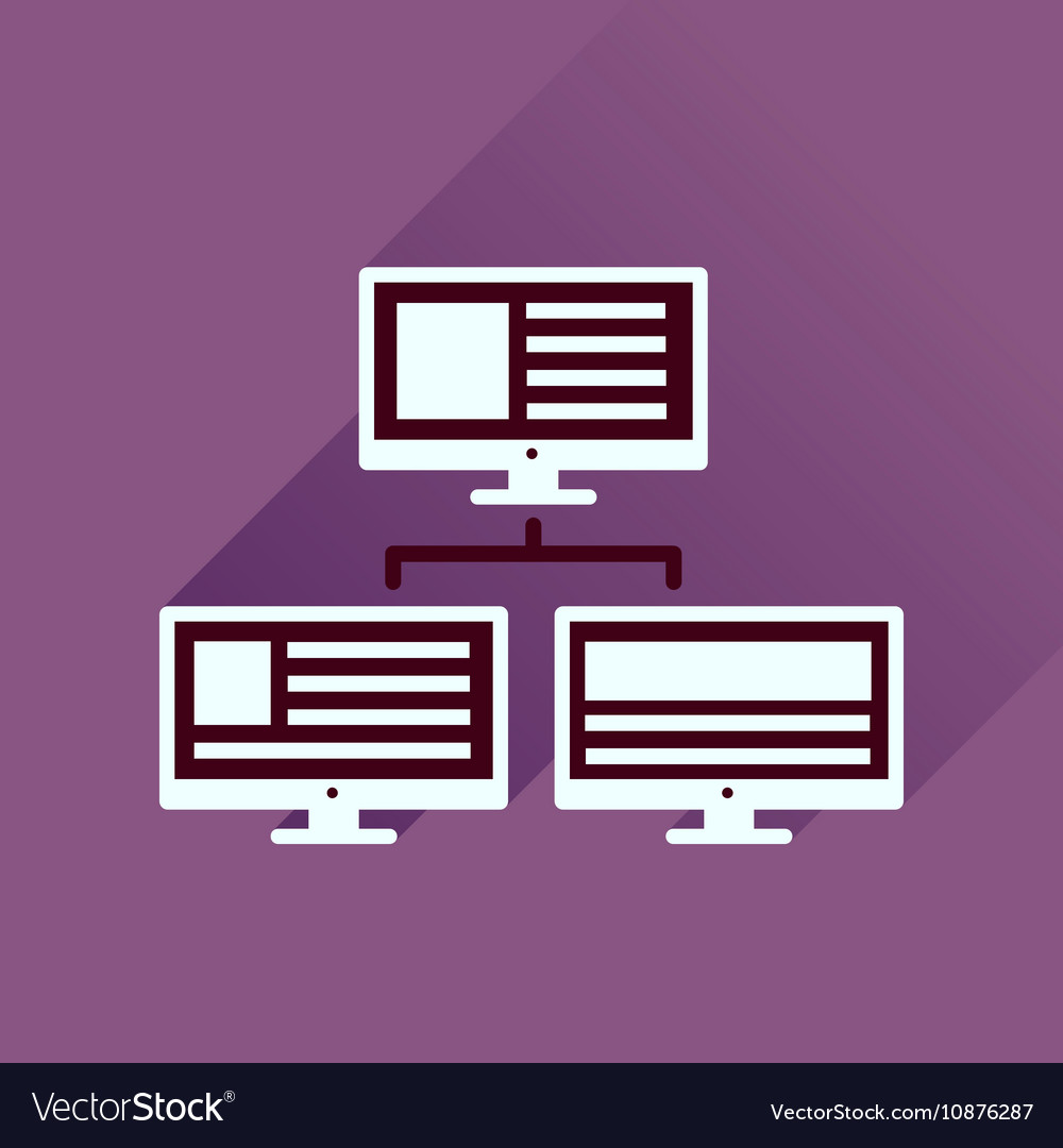 Flat icon with long shadow computer network