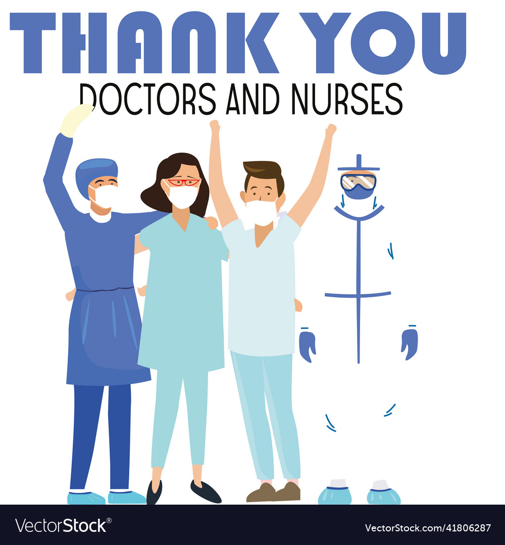 Group of doctors and nurses in coats face mask Vector Image