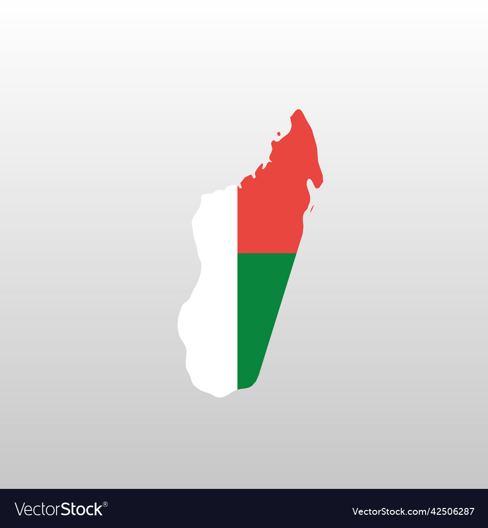 Madagascar national flag in country map silhouette