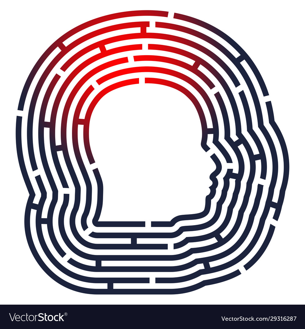 Man avatar in circular maze vector image Man avatar in circular maze