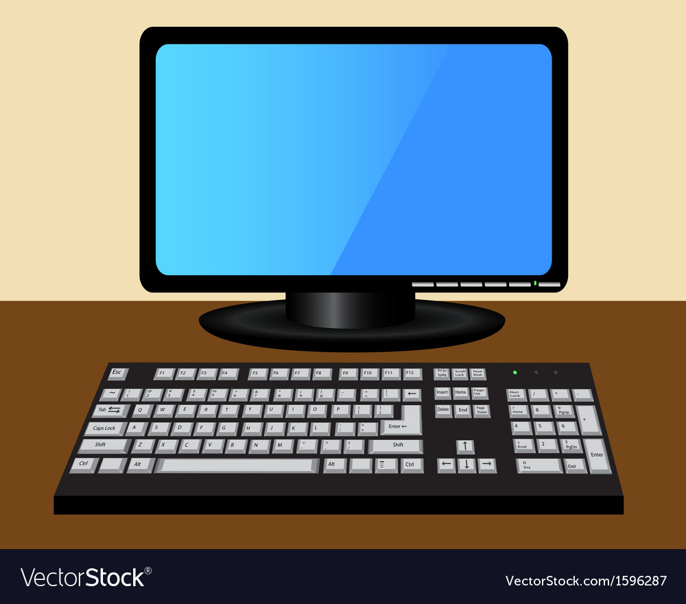 Monitor and Keyboard on Desk