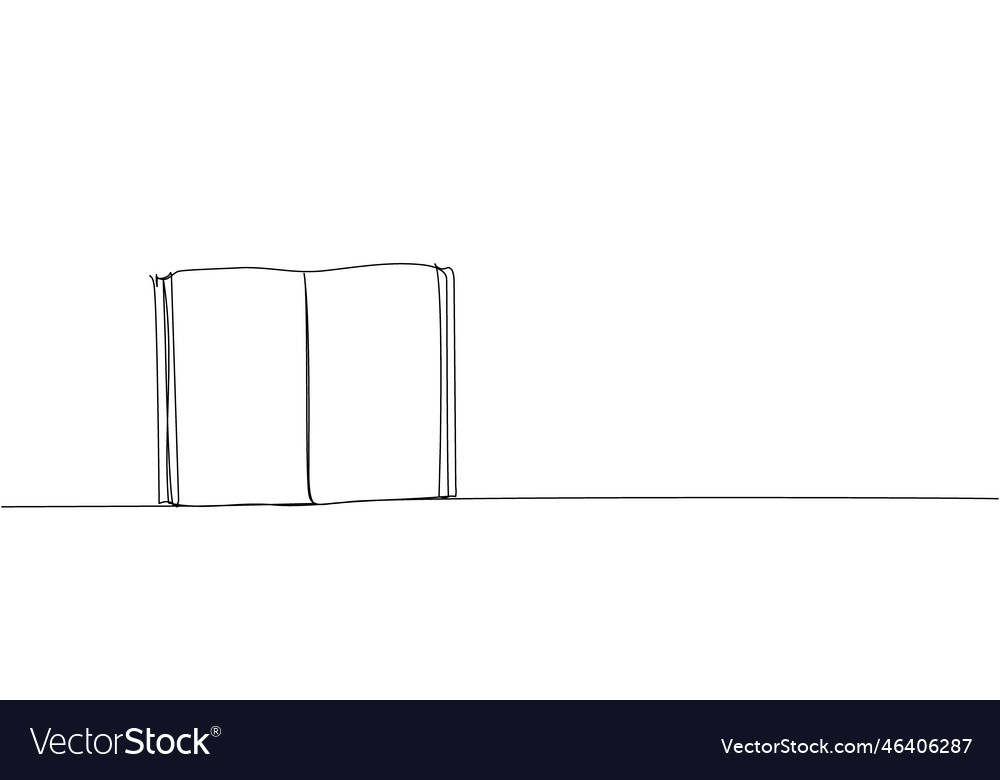 Open notepad with blank sheets one line art vector image Open notepad with blank sheets one line art