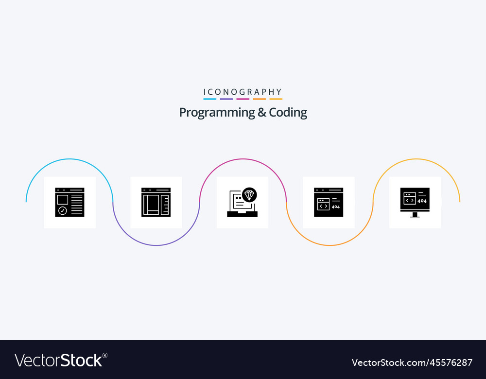 Programming and coding glyph 5 icon pack