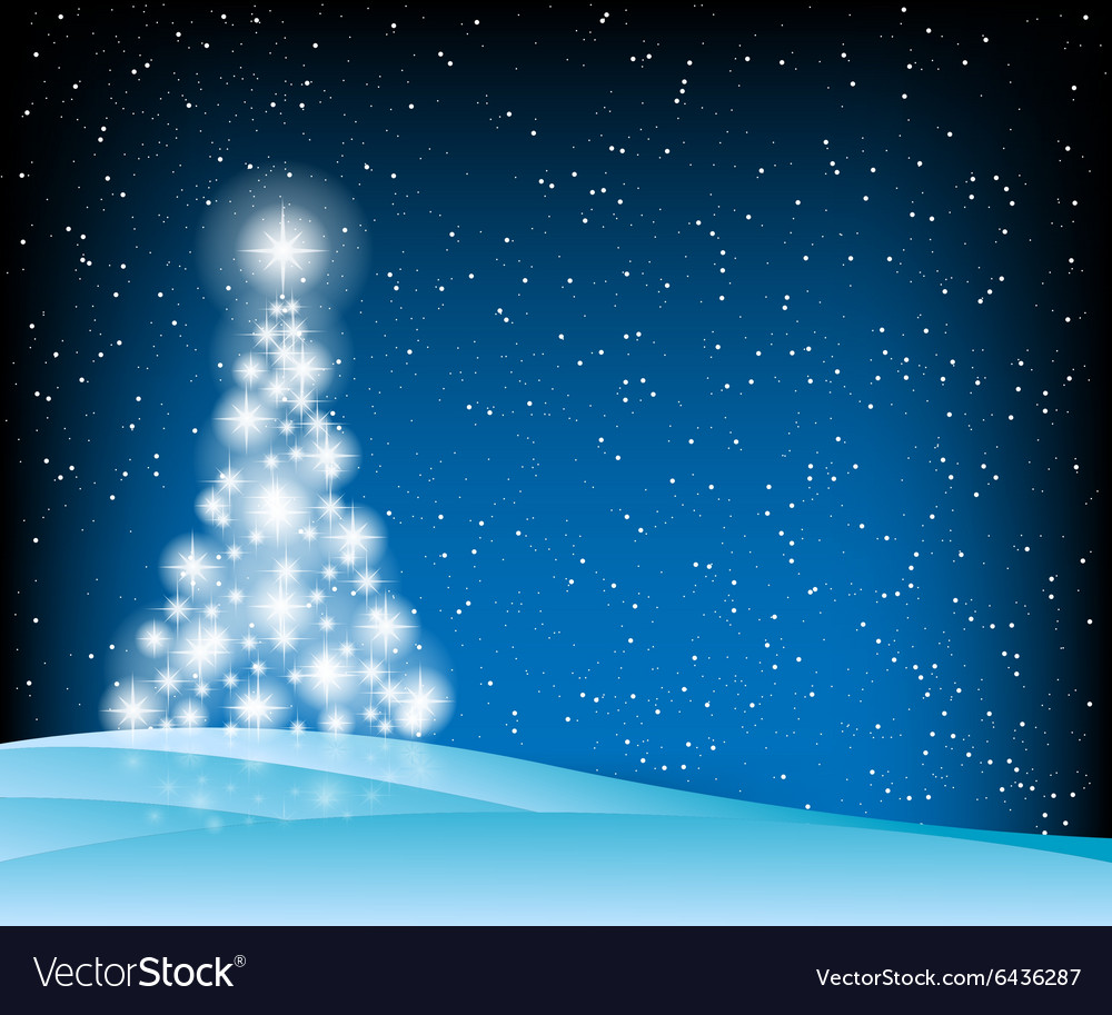 Stars christmas tree blue Royalty Free Vector Image