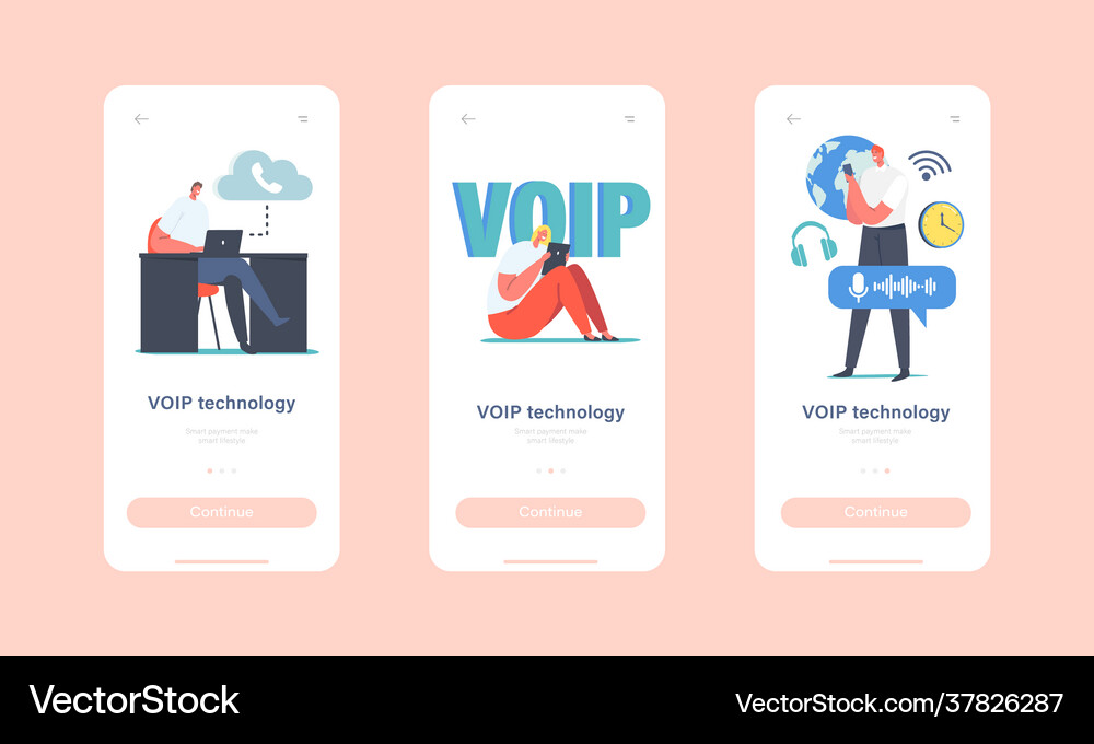 Voip technology voice over ip mobile app page Vector Image