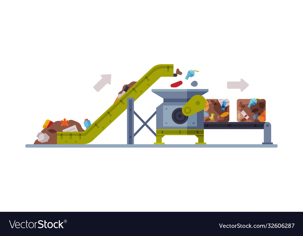 Waste sorting and separating plant with conveyor