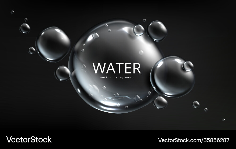 Water background air bubble spheres on blue aqua Vector Image
