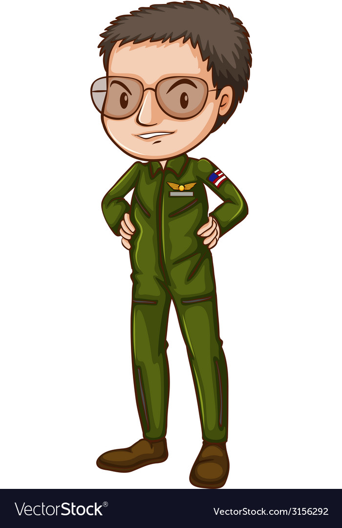 A simple pilot in green uniform Royalty Free Vector Image