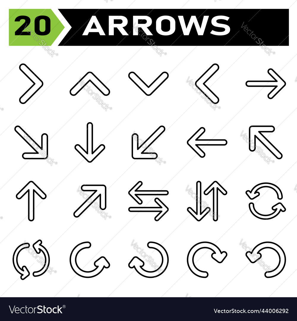 Arrows icon set include arrow right Royalty Free Vector