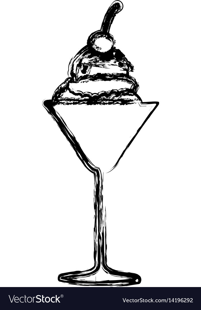 Blurred silhouette ice cream ball glass cup Vector Image