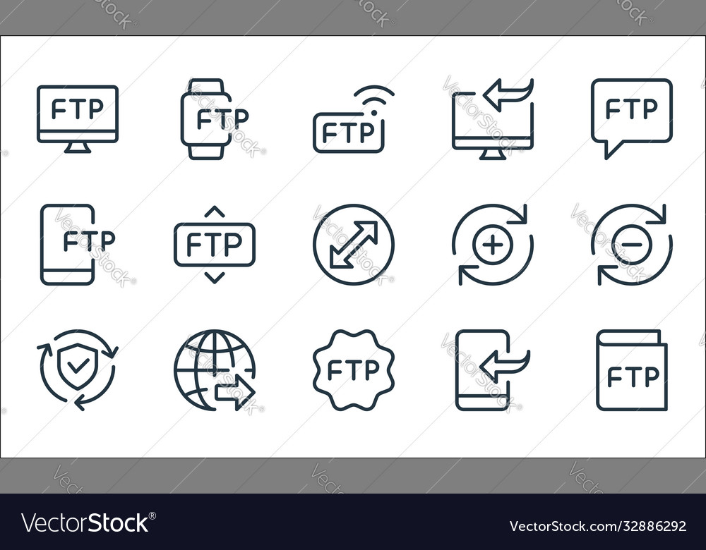 Data transfer line icons linear set quality Vector Image Data transfer line icons linear set quality