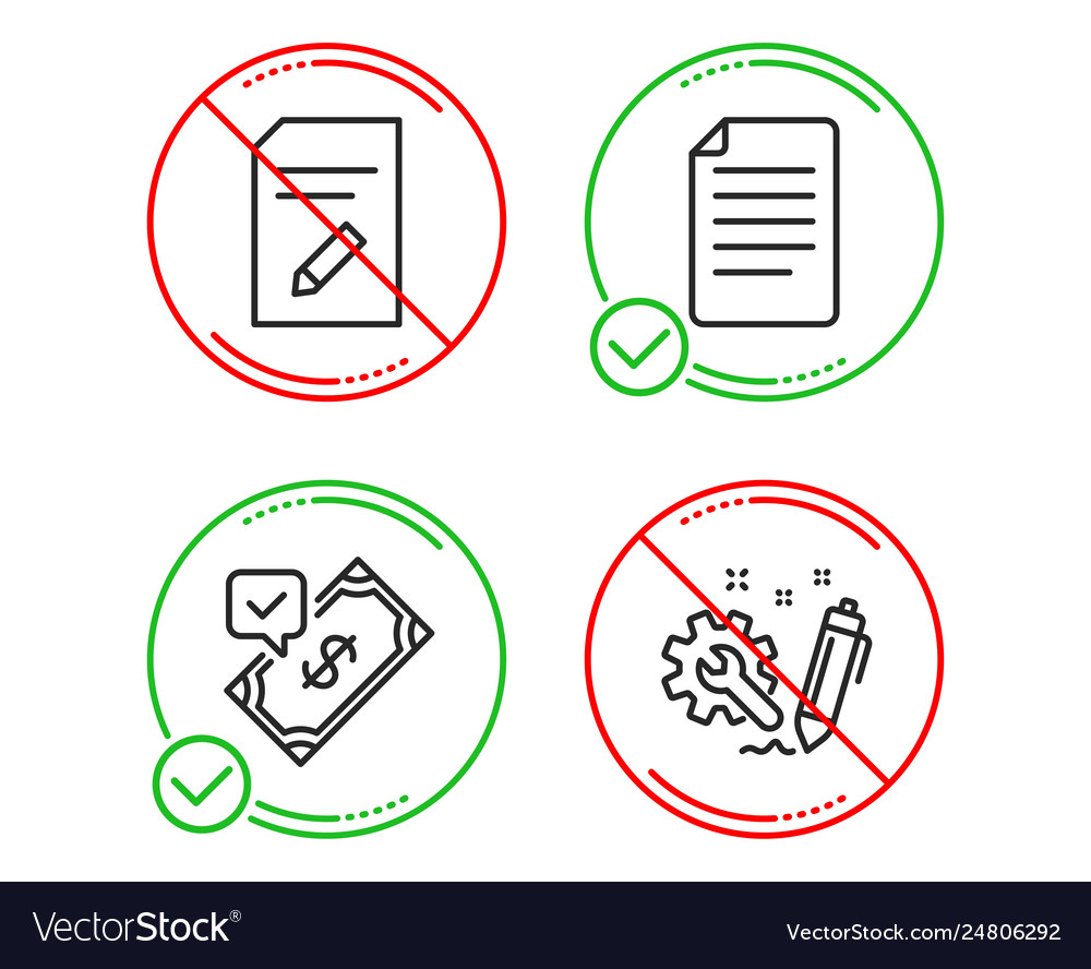 Edit document accepted payment and file icons set Vector Image Edit document accepted payment and file icons set