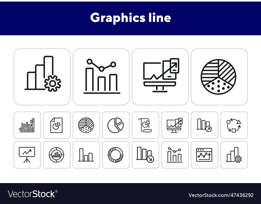 Graphics line icons vector image Graphics line icons