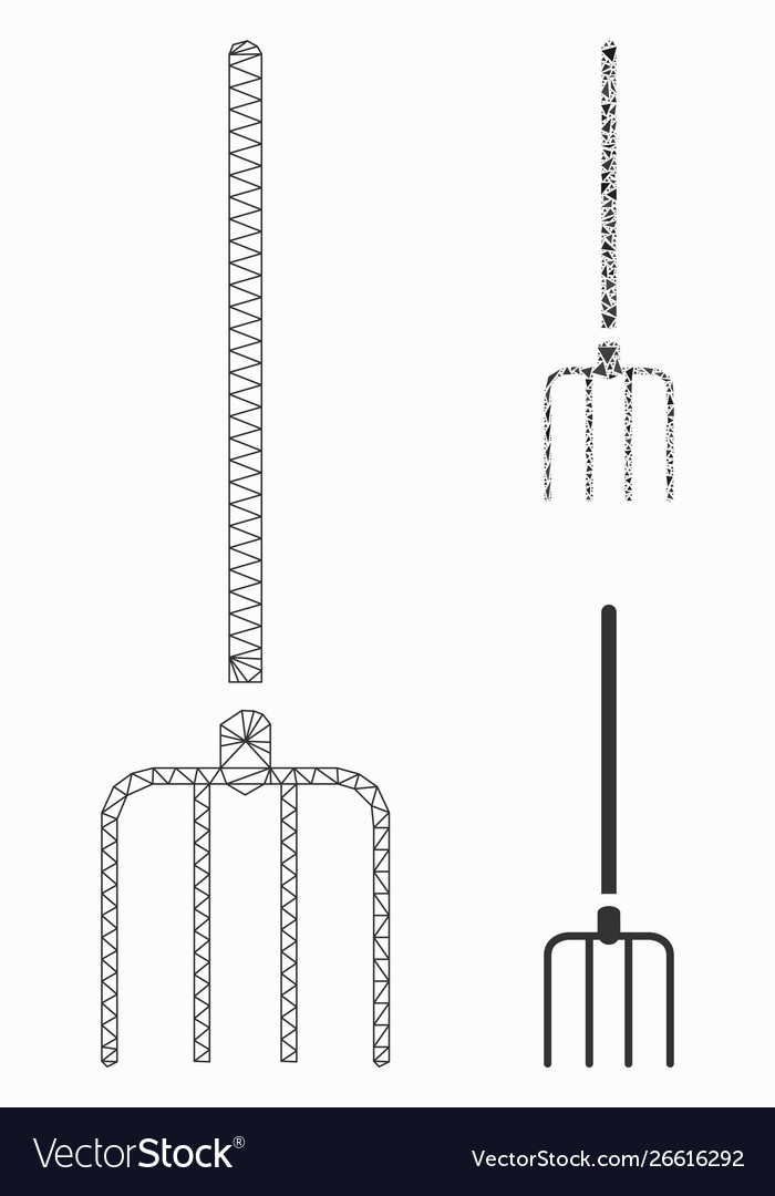 Pitchfork mesh 2d model and triangle mosaic