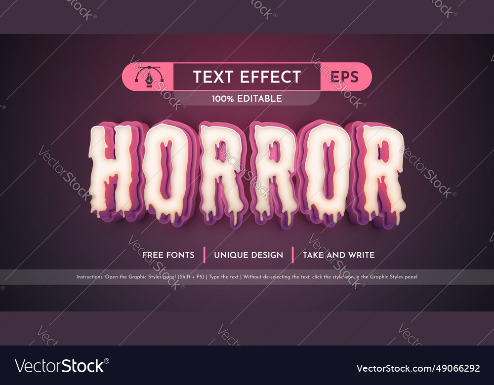 Rotting horror - editable text effect font style vector image Rotting horror - editable text effect font style