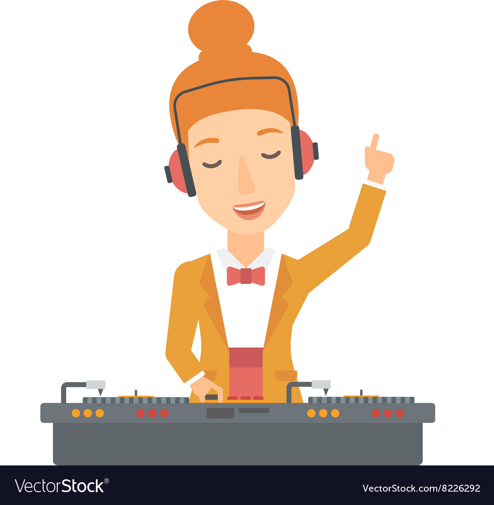Smiling dj with console