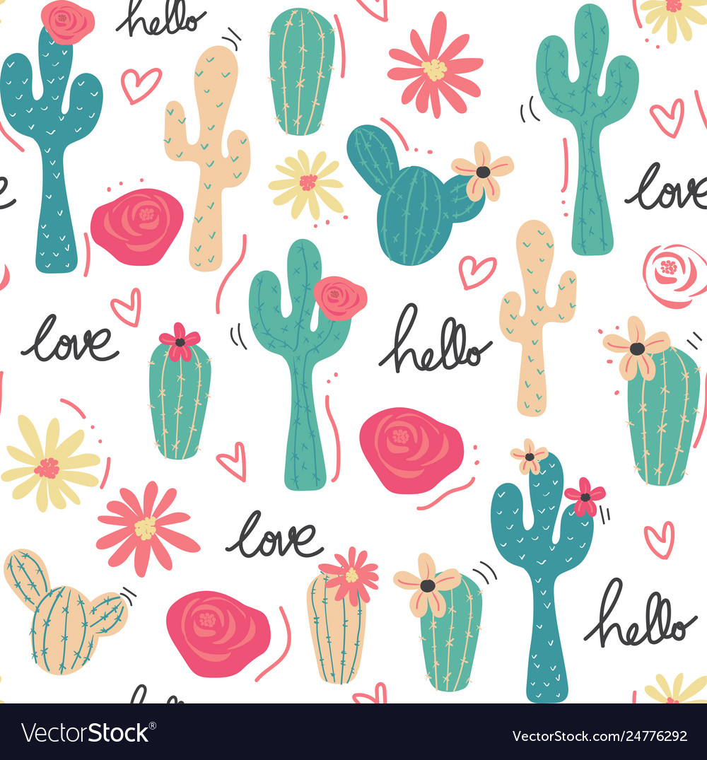 Tropical Cacti Pattern - Nahtlos