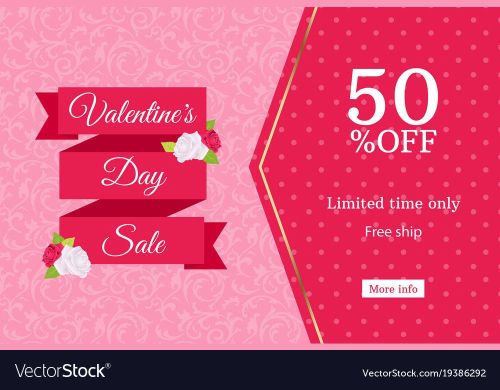 valentines day sale web banner design template vector image
