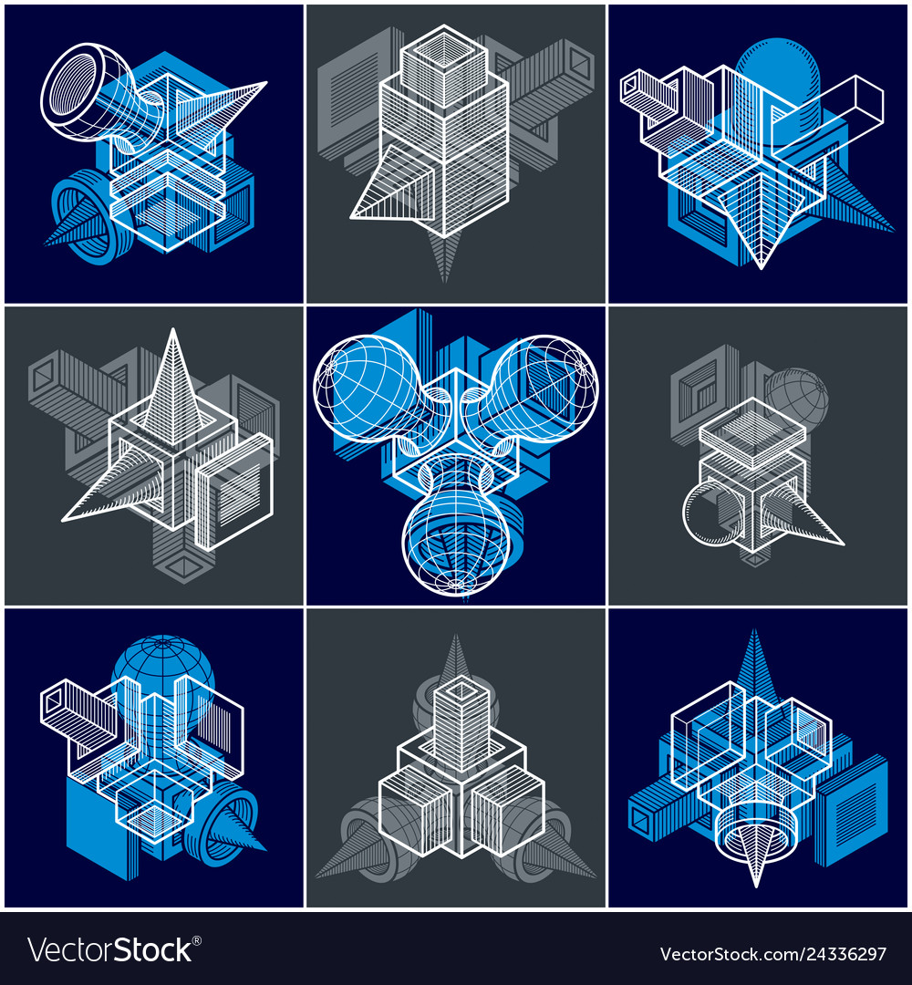 3d engineering collection of abstract shapes vector image 3d engineering collection of abstract shapes