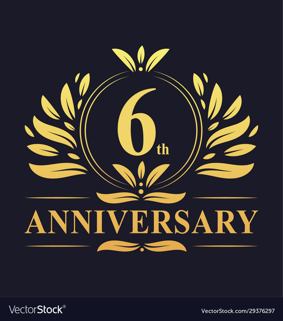 6th anniversary logo 6 years design Royalty Free Vector