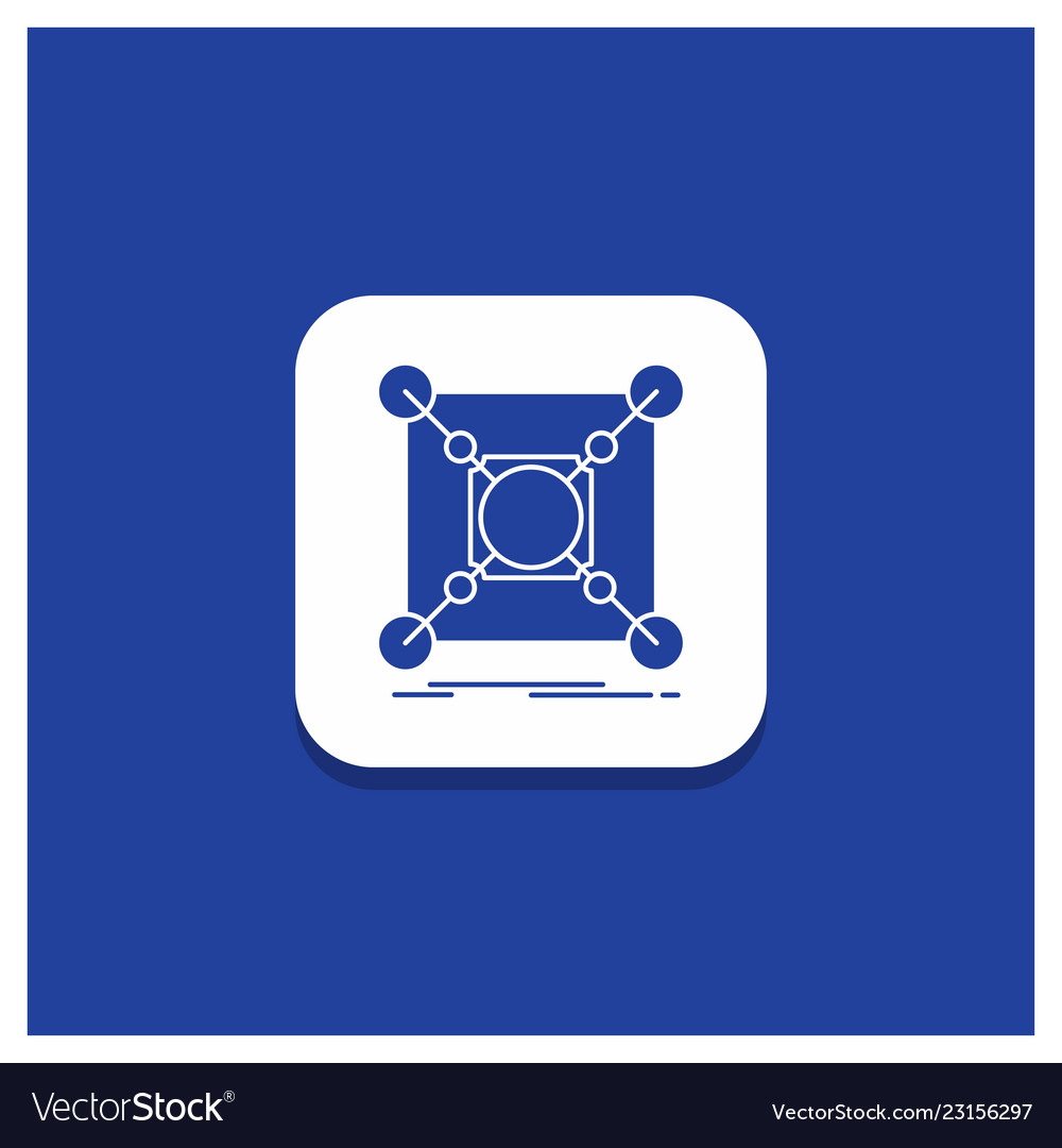 Blue round button for base center connection data Vector Image Blue round button for base center connection data