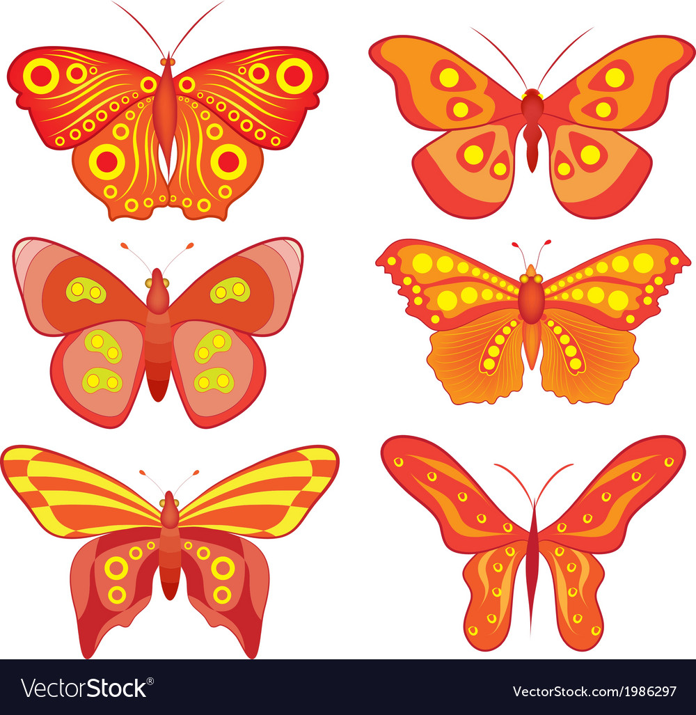 Color set of colored butterflies