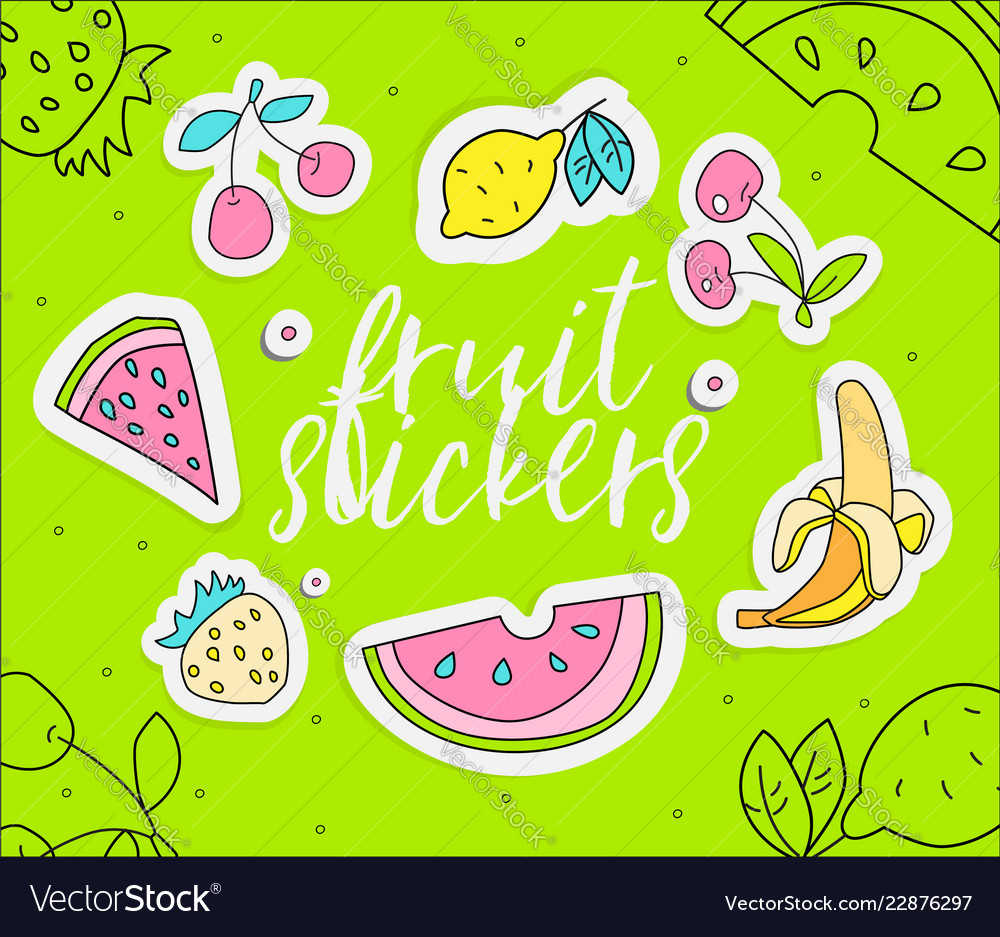 Cute girl teenager colored fruit summer icon