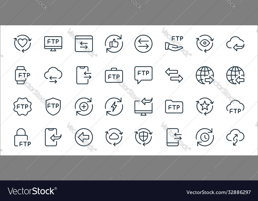Data transfer line icons linear set quality vector image Data transfer line icons linear set quality