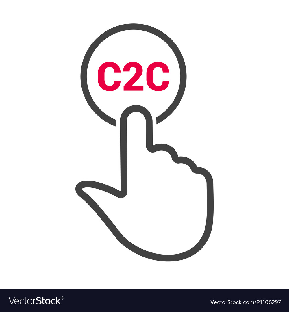 Hand presses the button with text c2c