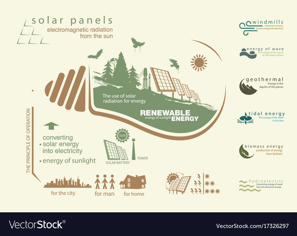 Infographics Renewable Source Solar Energy Vector Image