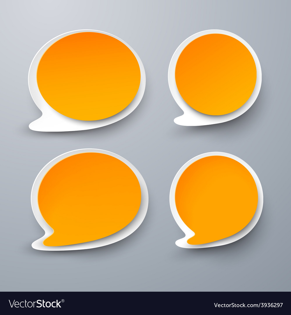 Paper set of rounded orange speech bubble Vector Image