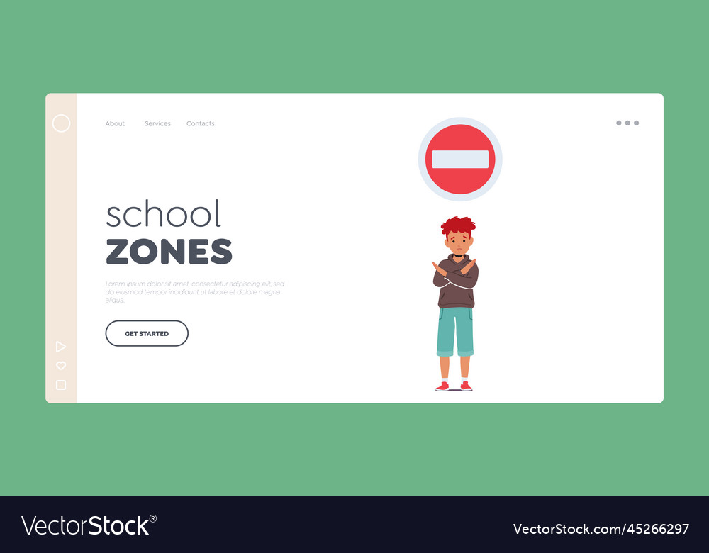 School zones landing page template kid with brick