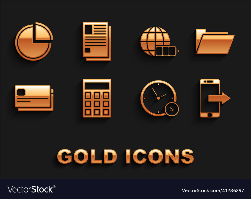Set calculator document folder smartphone vector image Set calculator document folder smartphone