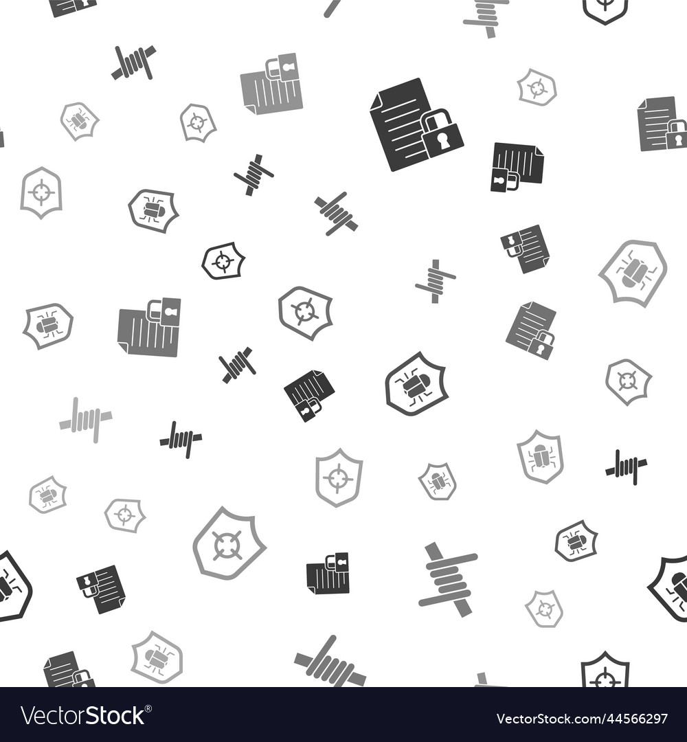 Set document and lock barbed wire system bug vector image Set document and lock barbed wire system bug