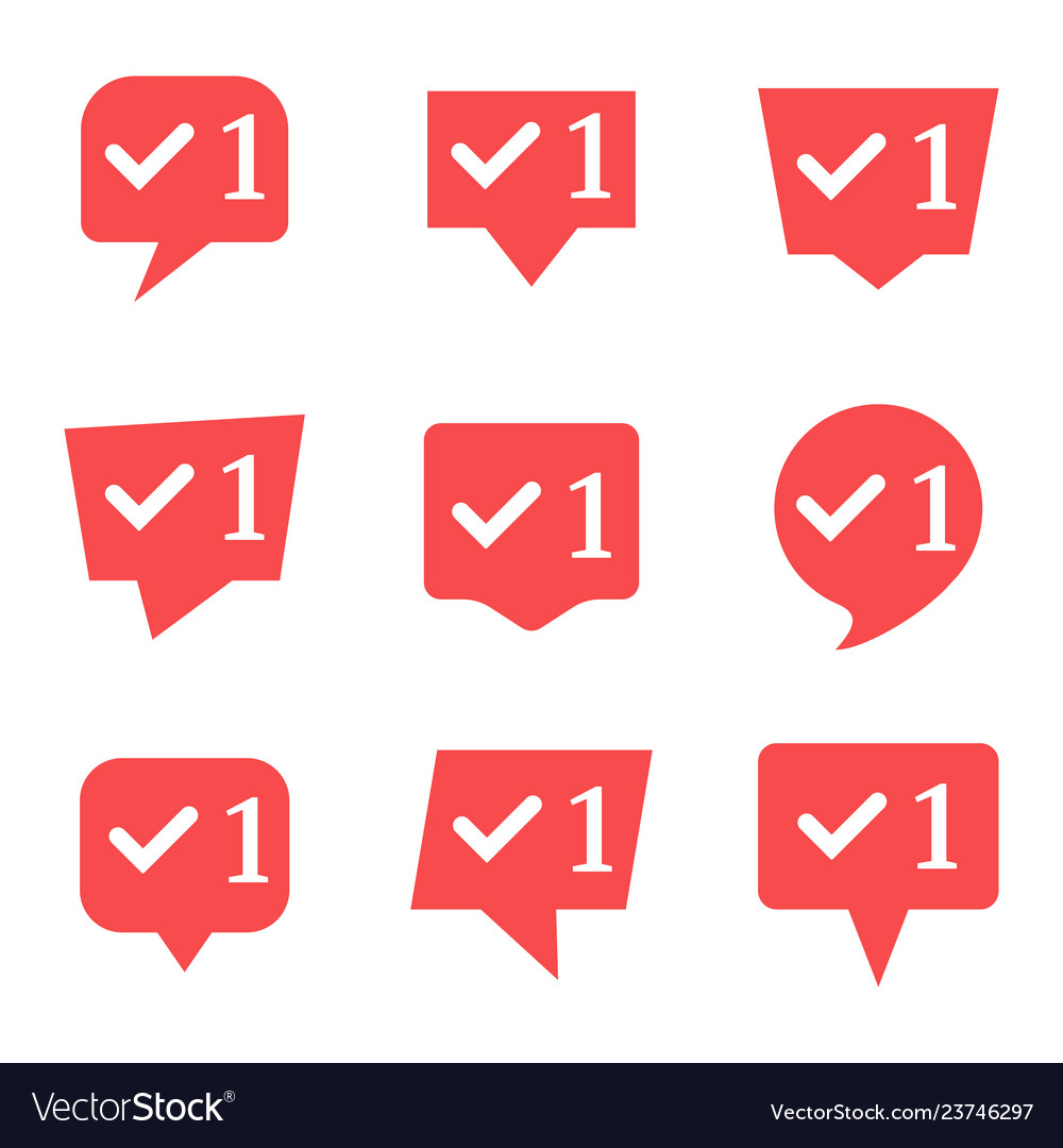 Set of nine notifications in social media