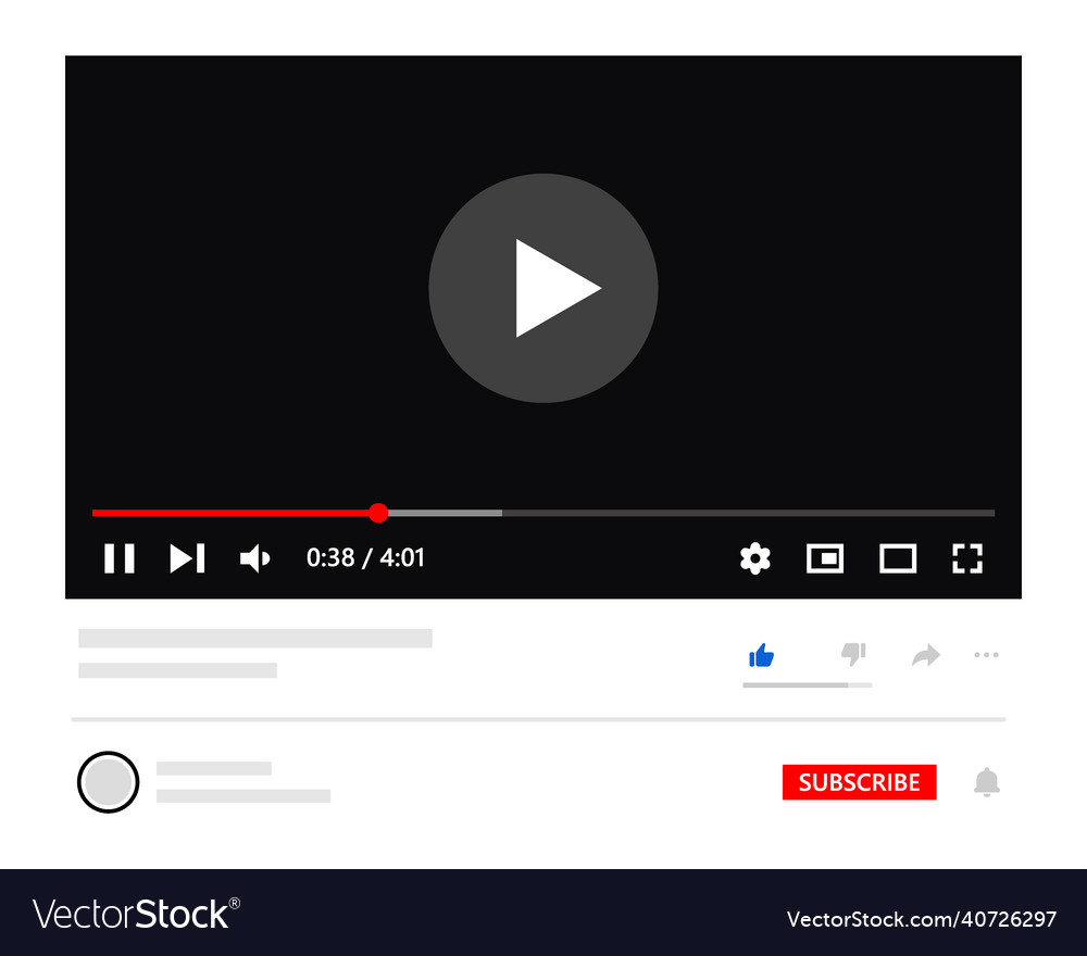 Video player interface mockup template full