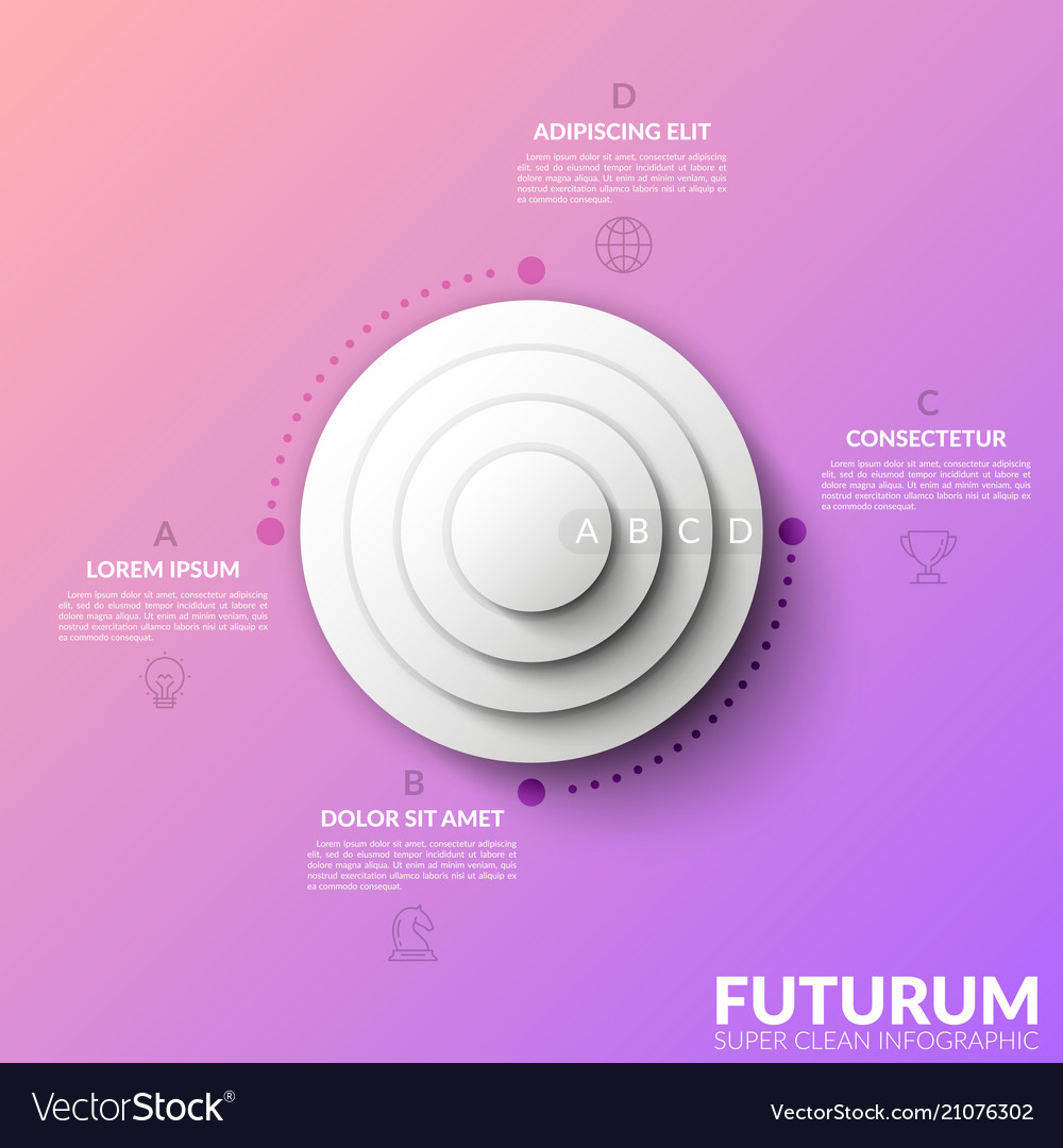Circular chart with four round elements placed one