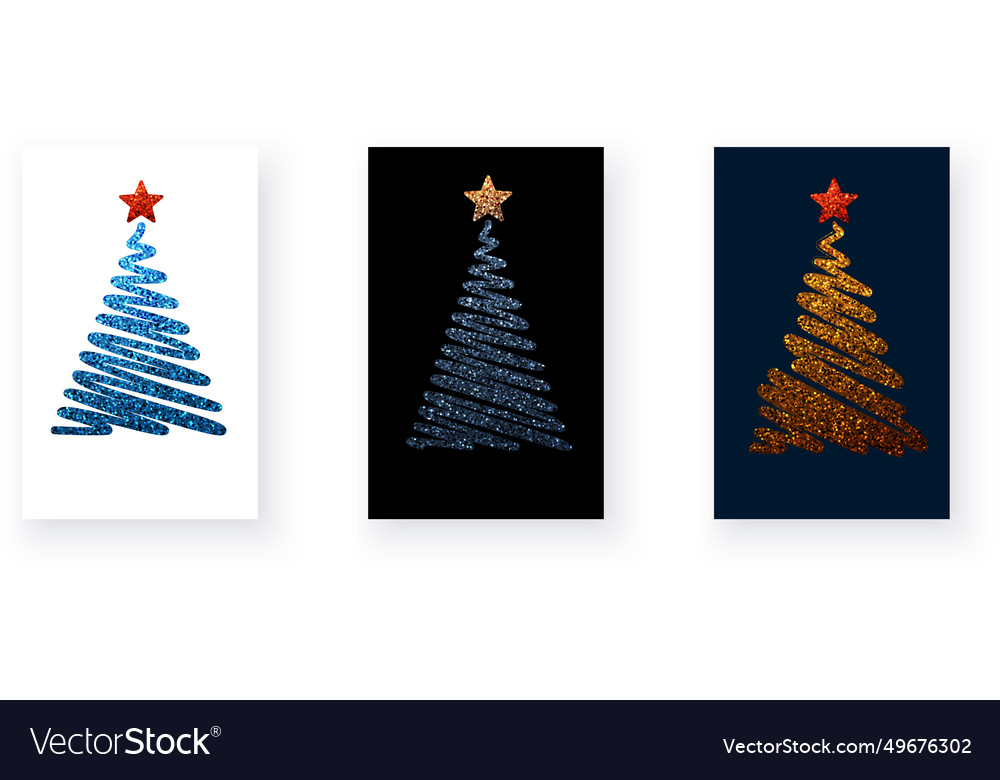 Colorful textured scribbled christmas trees