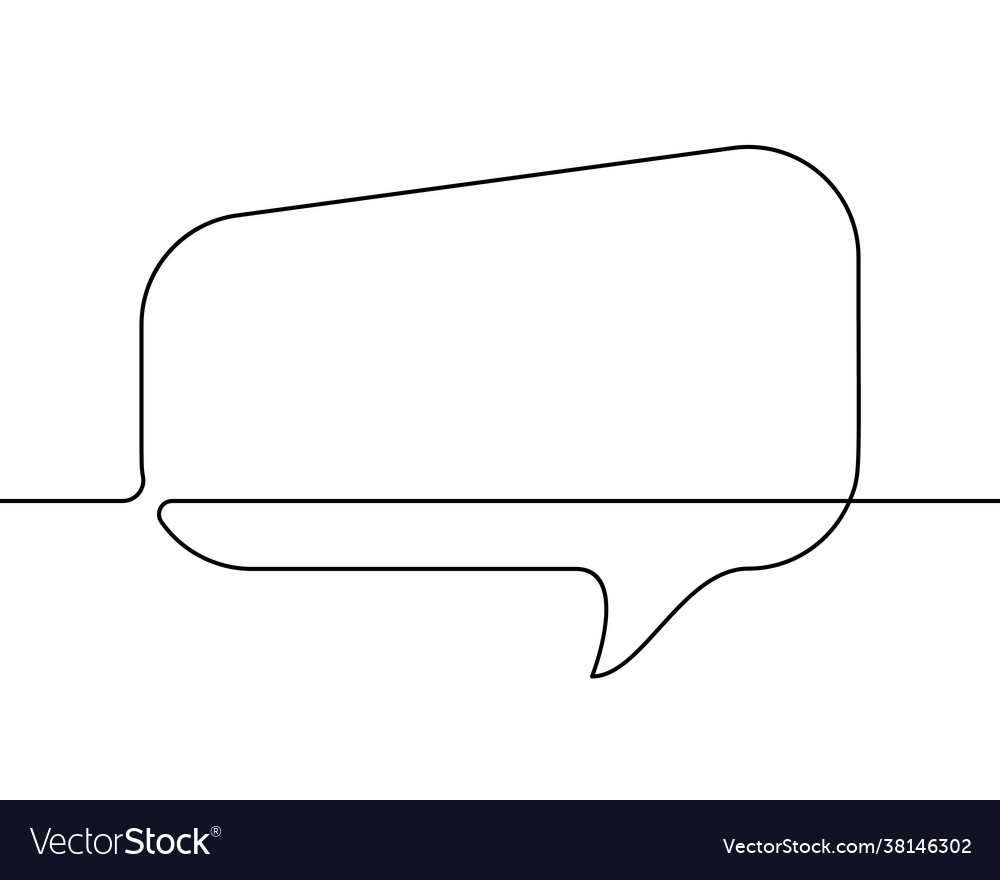 Continuous line drawing rectangular speech vector image Continuous line drawing rectangular speech
