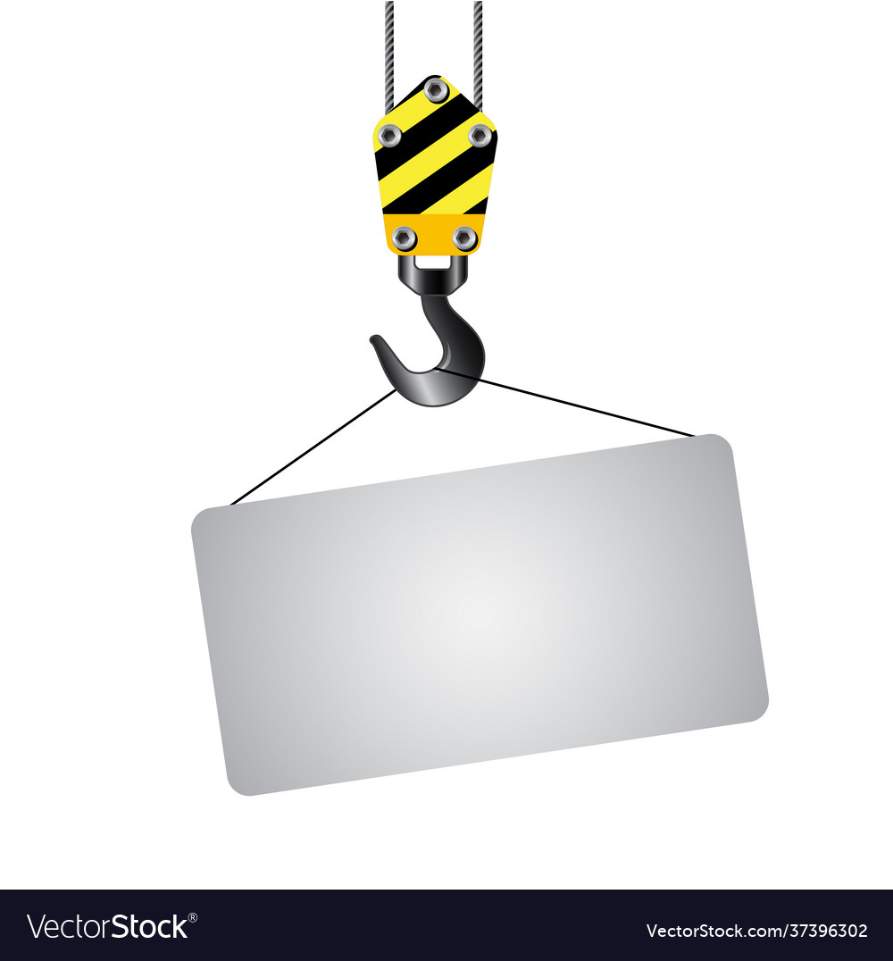 Crane hooks with empty board on white background