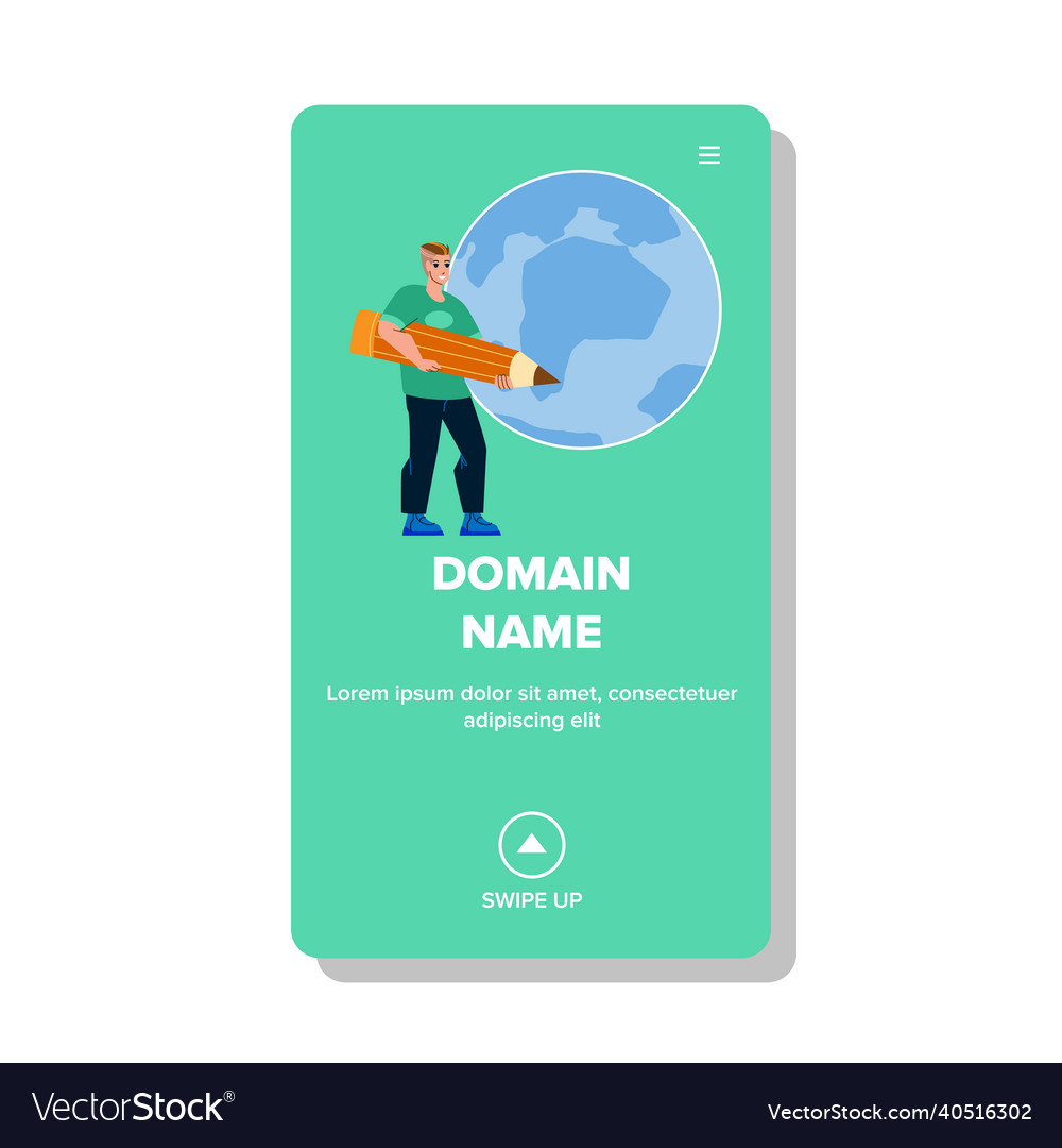 Domain name man invent and registration vector image Domain name man invent and registration